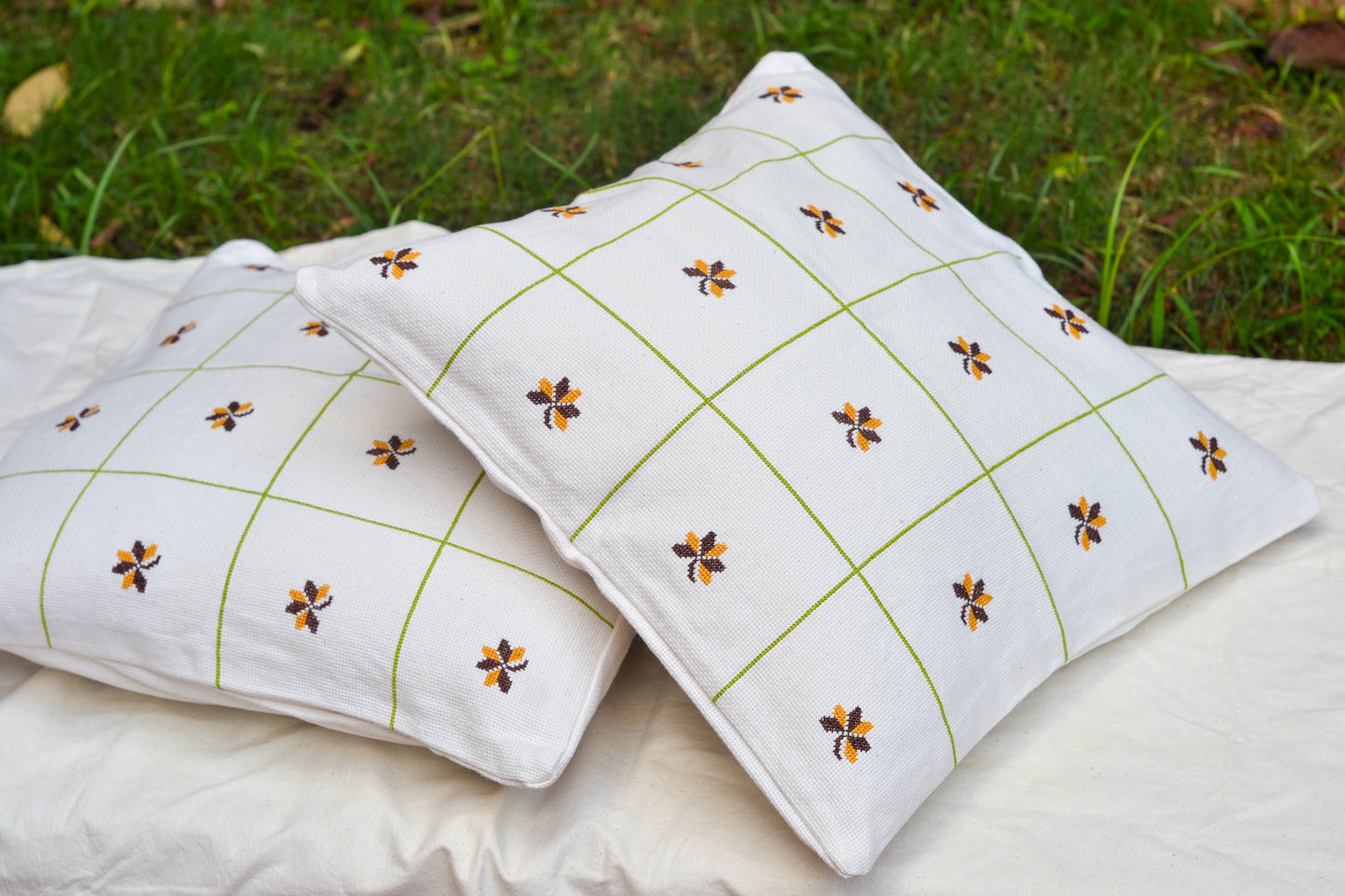 Cushion Cover - with small flowers in blocks
