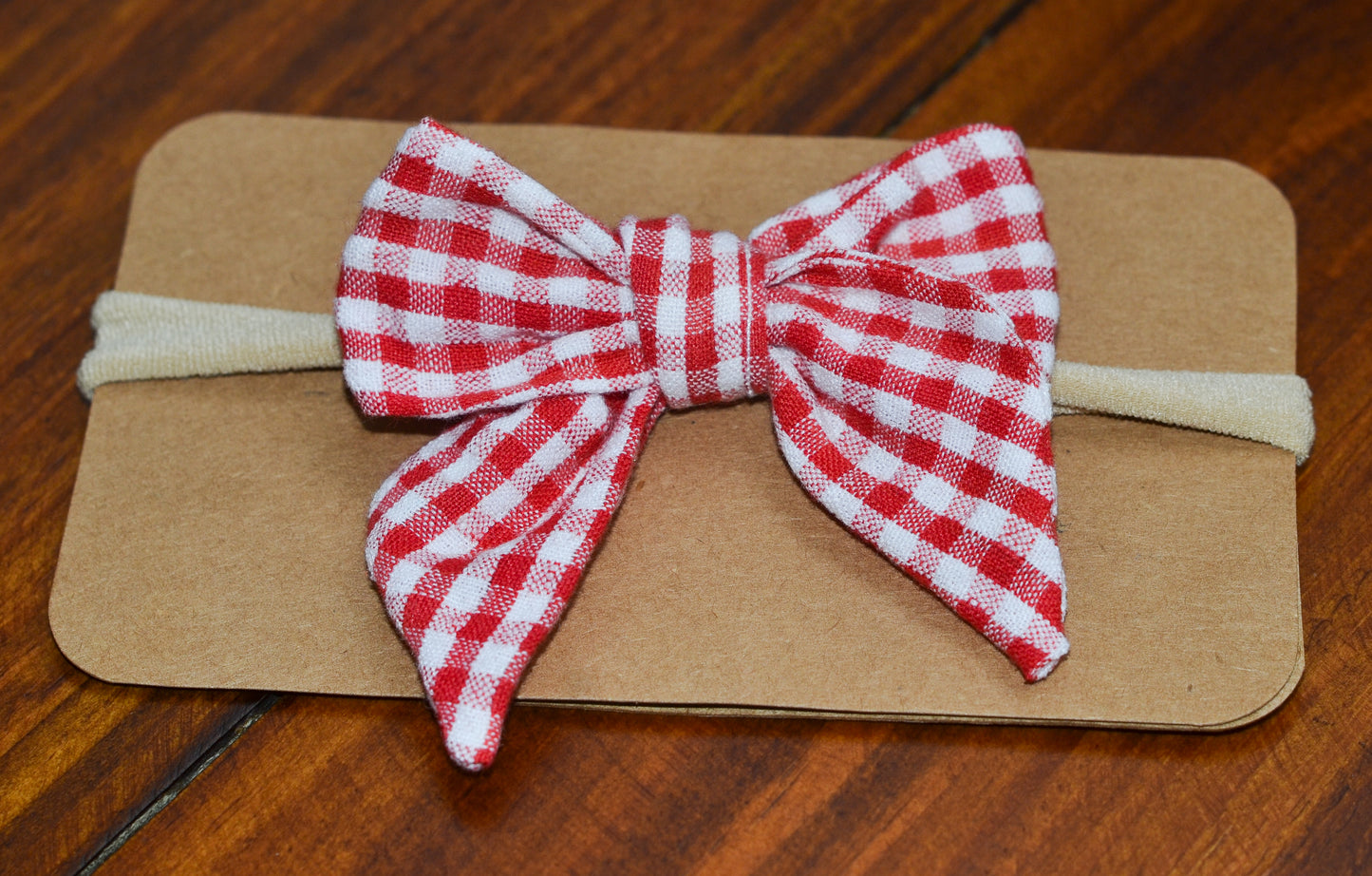 Seersucker Romper - Red Checks with Head band