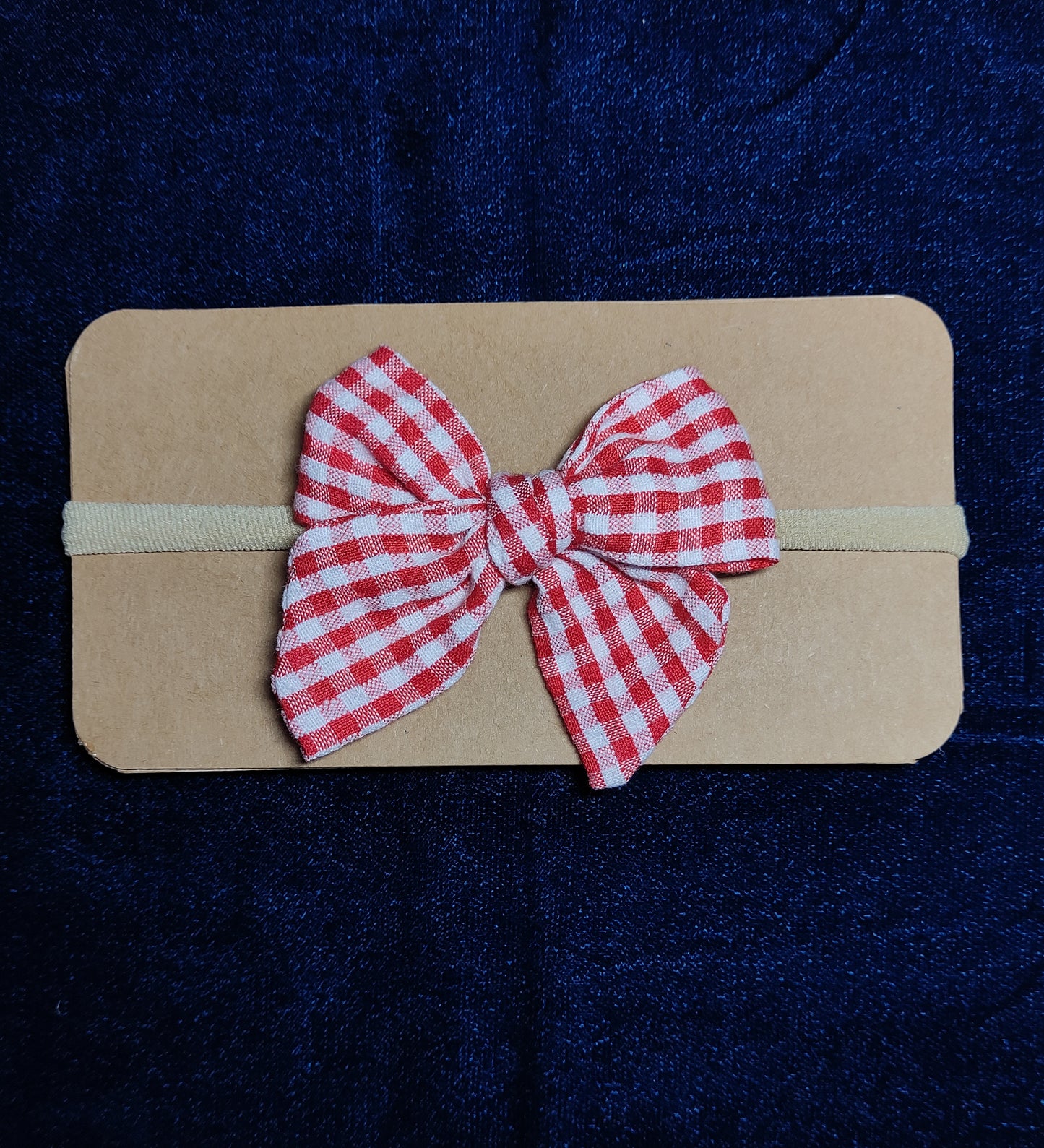 Head band for baby - Red Seer sucker checks
