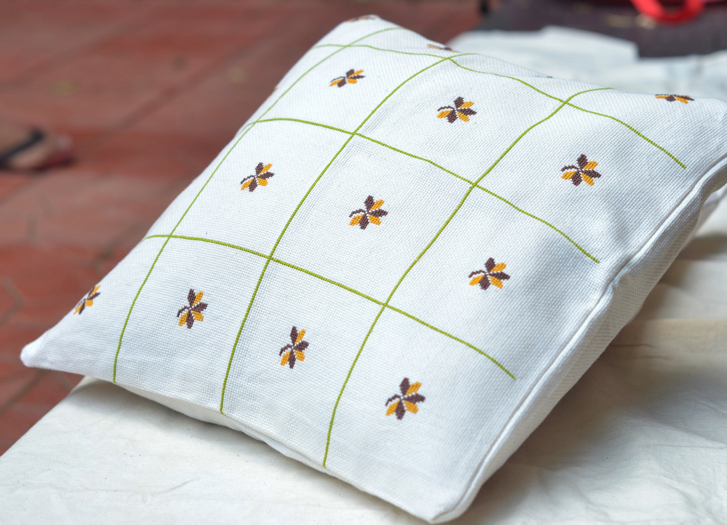 Cushion Cover - with small flowers in blocks