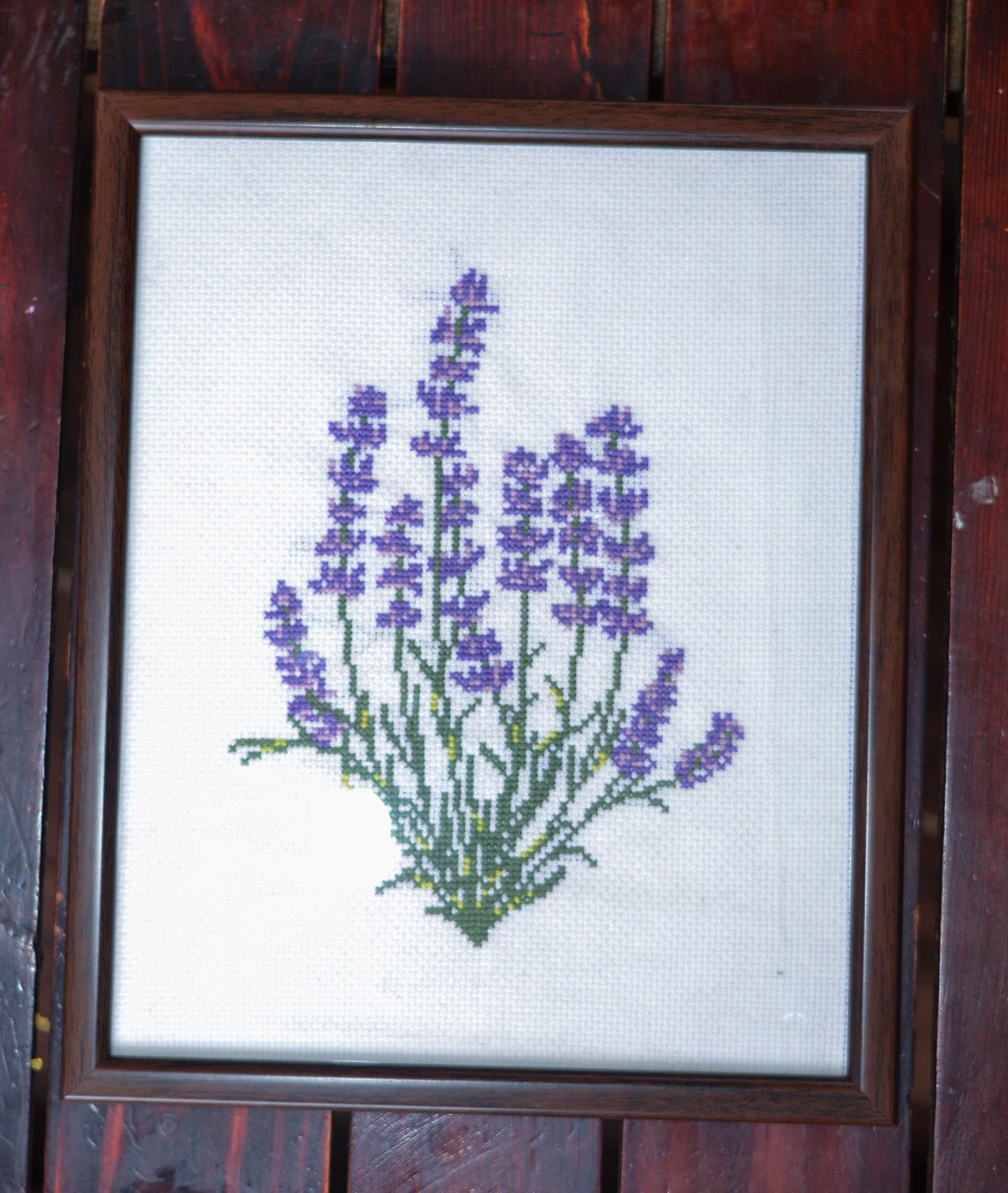 Lavender Cross Stitch in Frame