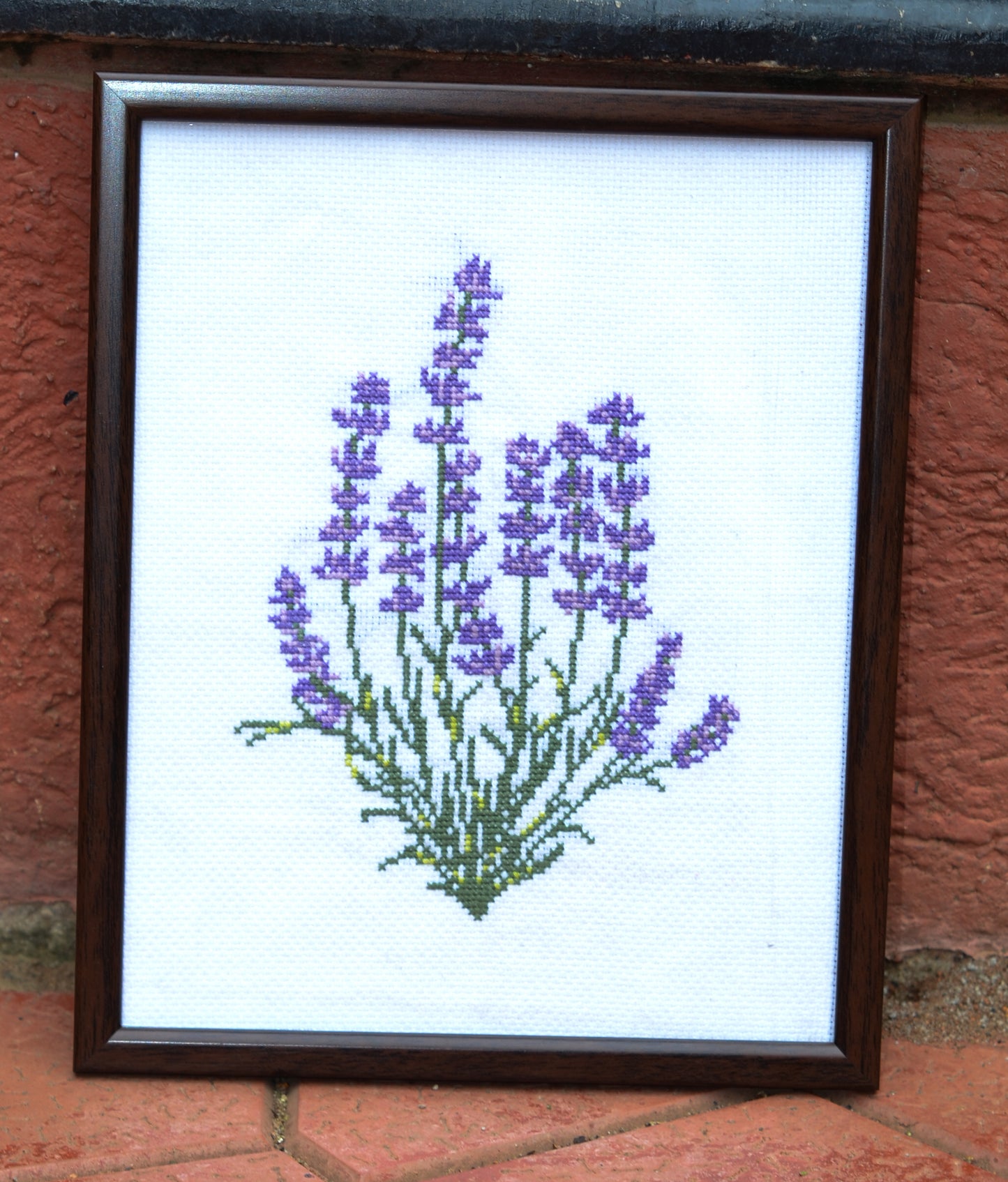 Lavender Cross Stitch in Frame